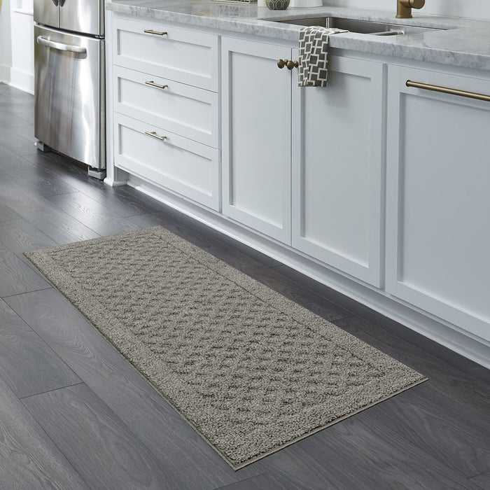 Mainstays Dylan Solid Diamond Traditional Runner Pewter Rug, 1'9"X5'