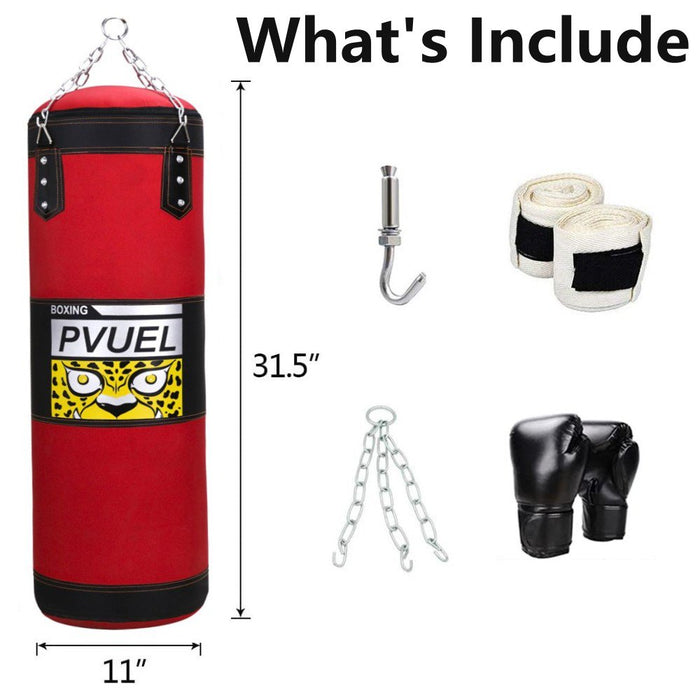 PVUEL Punching Bag with 2 Boxing Gloves Thai MMA Training Fitness Workout Sandbags Boxing Set