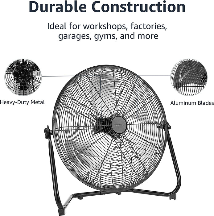 20" High Velocity Industrial Fan, Black,