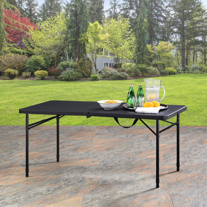 Mainstays 4' Fold-In-Half Adjustable Table, Rich Black