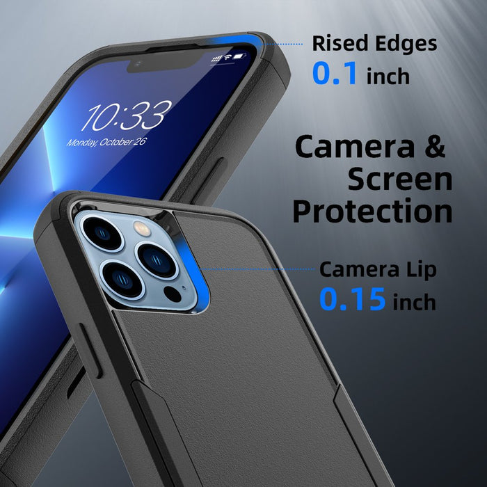 for Iphone 13 Pro Max/13 Pro/13/13 Mini Phone Case with Belt Clip Stand Shockproof Protective Case Hybrid Armor Cover, Black