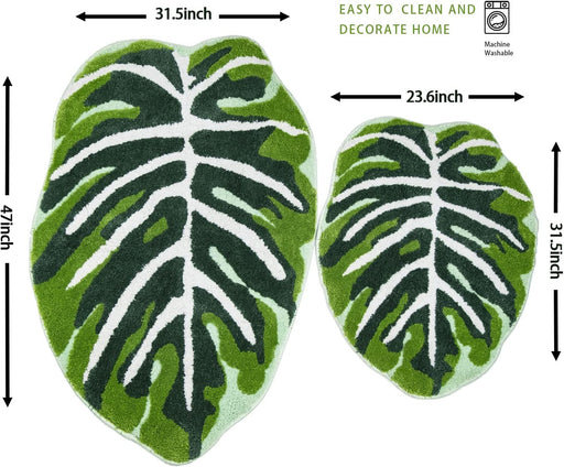 Kids Rug Green Leaf Area Rug for Nursery Cute Bath Mat Non Slip Small Preppy Carpet for Bedroom Bathroom Children Playroom Boho Home Decor Washable 2.6'X4'