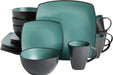 Gibson Soho Lounge 16-Piece Square Reactive Glaze Dinnerware Set, Red