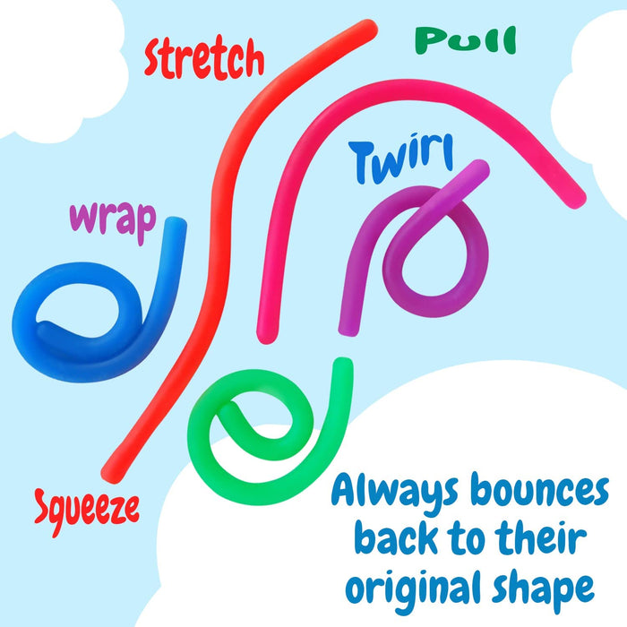 Impresa - 5 Pack Original Stretchy Fidget Sensory Toys for Kids and Adults - Monkey Noodles - Stretches from 12 Inches to 8 Feet (Bpa/Phthalate/Latex-Free)