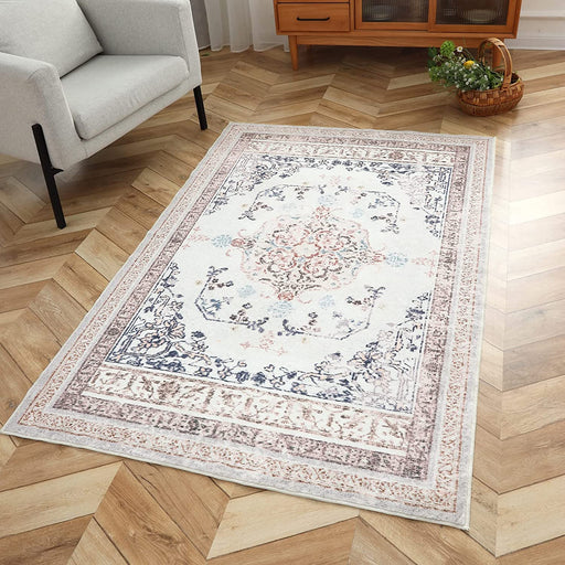 Ashler Area Rugs 3X5 Feet Vintage Boho Rugs for Living Room, Machine Washable Area Rugs with Non-Slip Backing, Indoor Rug Vintage Bohemian Area Rug Home Decor, Light Brown