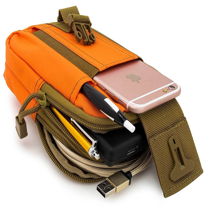 For IPHONE 6 IPHONE 6S / IPHONE 7 / IPHONE 8 / IPHONE X Multipurpose Tactical Cover Smartphone Holster EDC Security Pack Carry Case Pouch Belt Waist Bag Gadget Money Pocket - Orange