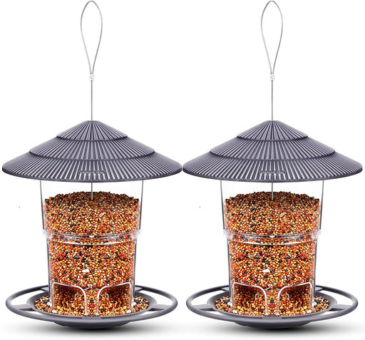 Bird Feeders, Bird Feeder for outside Outdoors Hanging, Squirrel Proof, Easy Clean and Fill, Adjustable Feeder with Sturdy Wire and Roof, Plastic, for Garden, Backyard, Terrace(25 Oz/Pack)