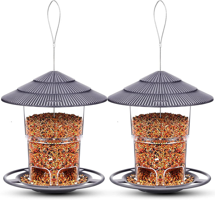 Bird Feeders, Bird Feeder for outside Outdoors Hanging, Squirrel Proof, Easy Clean and Fill, Adjustable Feeder with Sturdy Wire and Roof, Plastic, for Garden, Backyard, Terrace(25 Oz/Pack)