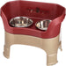 Neater Feeder Deluxe with Leg Extensions for Small Dogs - Mess Proof Pet Feeder with Stainless Steel Food & Water Bowls - Drip Proof, Non-Tip, and Non-Slip - Gunmetal Grey