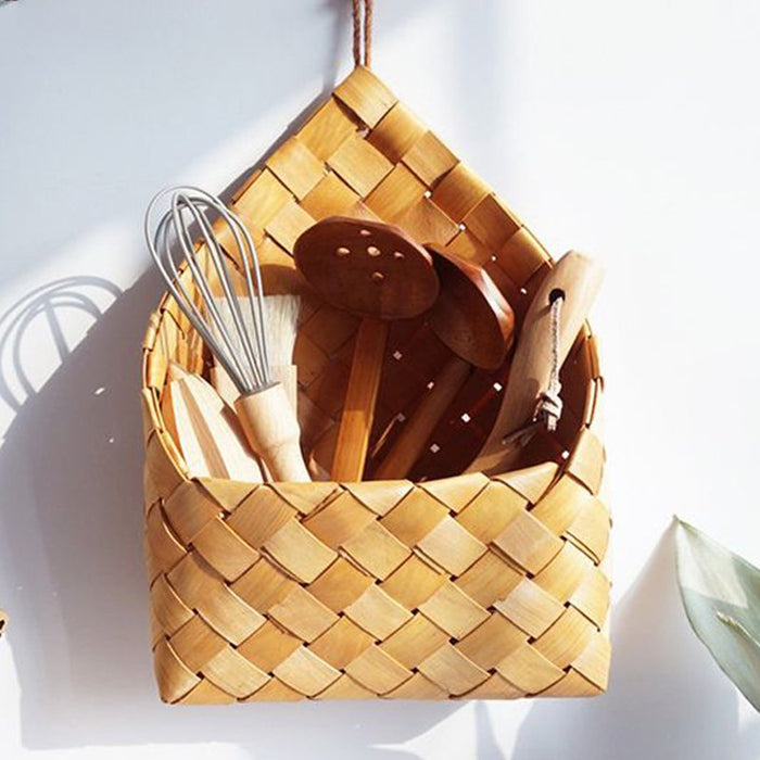 Clearance!!!Storage Basket Wall Mount Natural Woven for Flowers&Plant& Essentials Boho Wall Organizer Basket for Baby Nursery, Key, Sunglasses, Wallet on Door