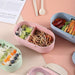Bento Box, Natural Wheat Safety 1000 ML Lunch Box Leakproof Food Storage Container with Fork Chopsticks, Spoon for Kids Adults, Microwavable, Dishwasher Safe, Pink