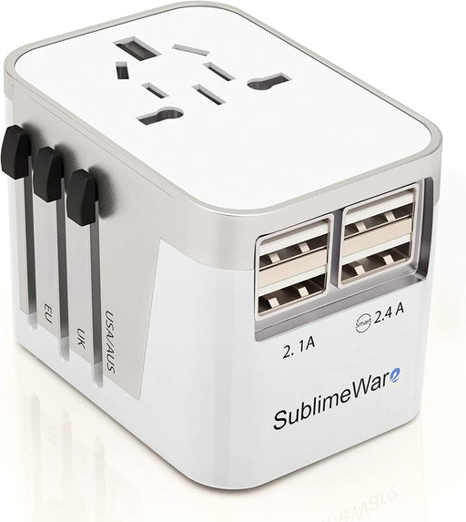 Power Plug Adapter - 4 USB Ports Wall Charger - Fast Charging Adapter for 150 Countries - Multi Port Electric Plug - Type C Type a Type G Type I F for UK Japan China EU European by