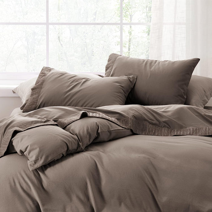 Bedsure Full Size Sheet Sets - Soft 1800 Sheets for Full Size Bed, 4 Pieces Hotel Luxury Brown Sheets Full, Easy Care Polyester Microfiber Cooling Bed Sheet Set