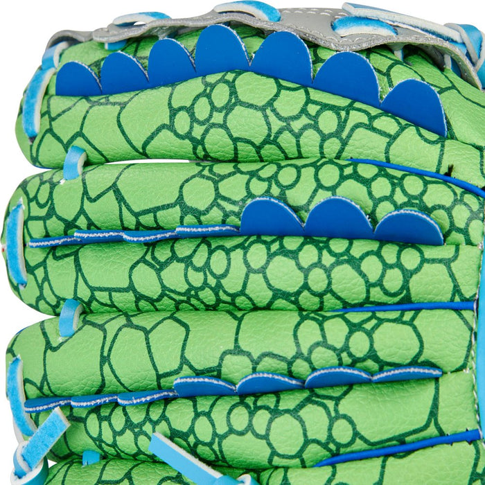 2022 Players Series Dino Baseball Glove Mitts, Green, Gray and Blue, 9 In, Right Hand Throw