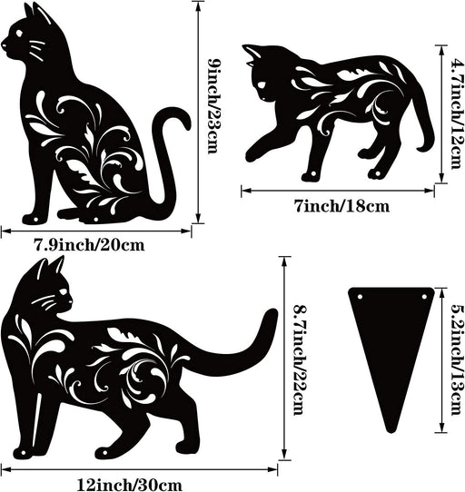 3 Pack Metal Cat Garden Statues Black Cat Silhouette Cat Decorative Garden Stakes Garden Outdoor Statues Animal Stakes for Yard Decor and Lawn Ornaments