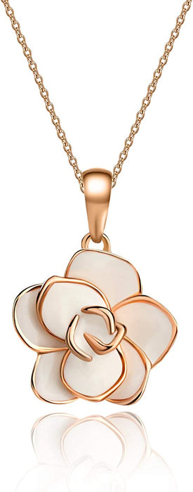Rose Flower Necklace Earrings Set for Women 18K Gold Plated Hypoallergenic Jewelry Sets