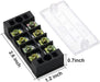 Terminal Block and Strip - 12Pcs (6 Sets) 4 Positions Dual Row 600V 25A Screw Terminal Strip Blocks with Cover + 400V 25A 4 Positions Pre-Insulated Terminals Barrier Strip Black & Red