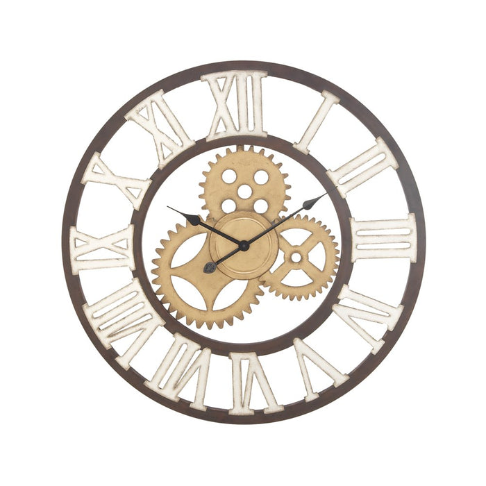 30" Brown Metal Gear Wall Clock