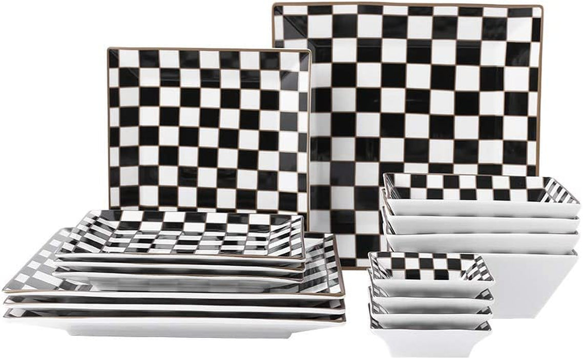 Classic White Square Dinnerware Set for 4, off White