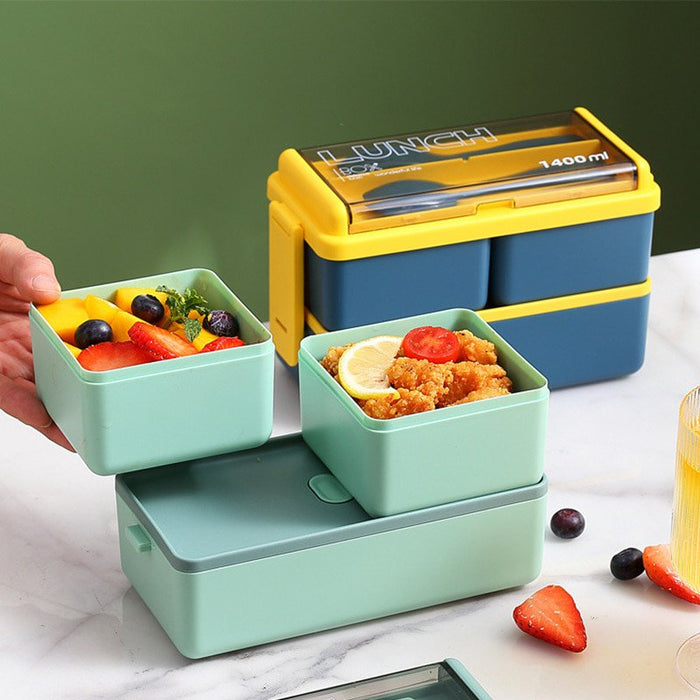 Portable Hermetic Lunch Box School Children Student Grids Bento Box with Fork Spoon Leakproof Microwavable Prevent Odor