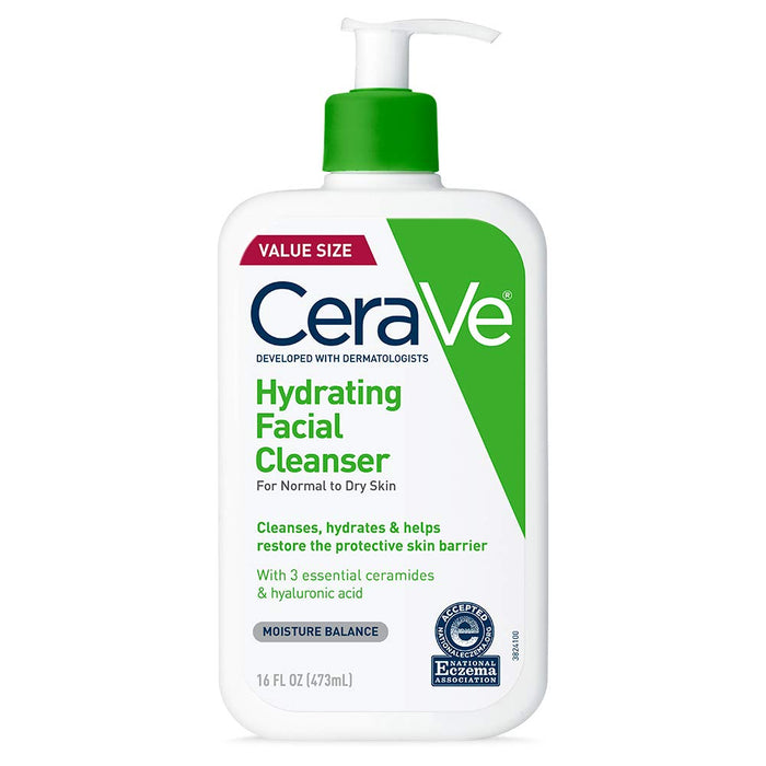 Hydrating Facial Cleanser | Moisturizing Non-Foaming Face Wash with Hyaluronic Acid, Ceramides and Glycerin | Fragrance Free Paraben Free | 19 Fluid Ounce