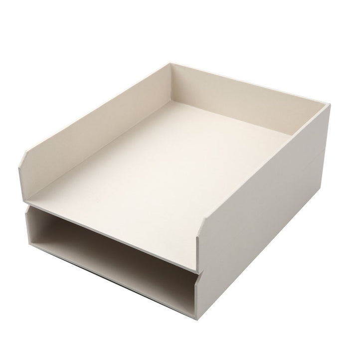2 Piece Set Paperboard Paper Tray Desk Organizer Papyrus Beige