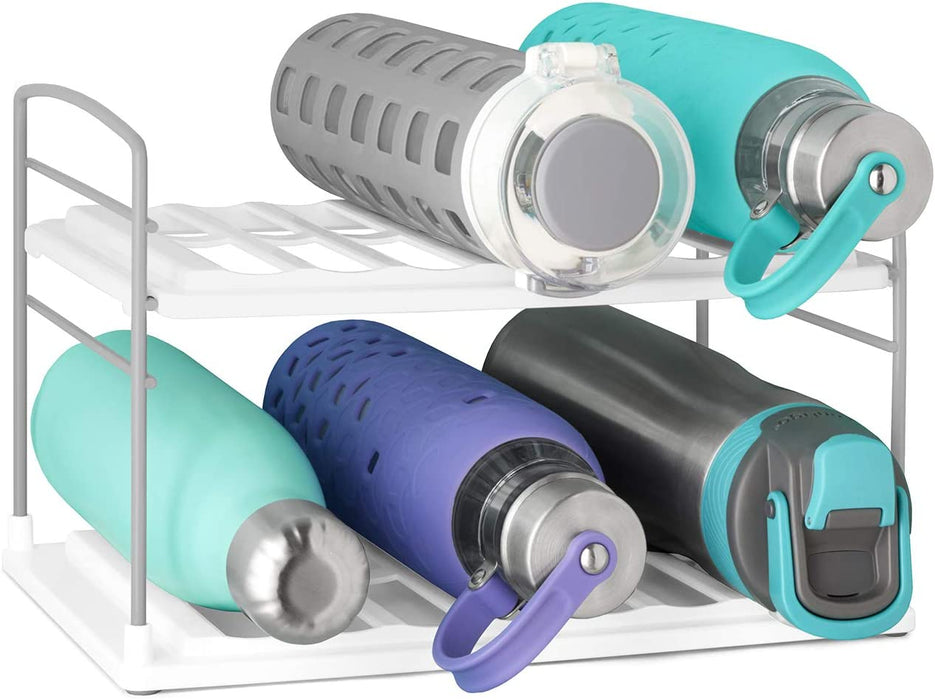 Upspace 8-Bottle Water Bottle and Travel Mug Cabinet Organizer, Adjustable Storage Rack for Kitchen Organization