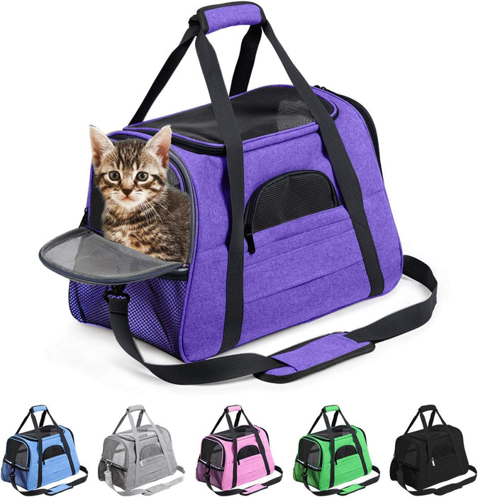 Pet Carrier Airline Approved Pet Carrier Dog Carriers for Small Dogs, Cat Carriers for Medium Cat Small Cat, Small Pet Carrier Small Dog Carrier Airline Approved Cat Travel Carrier-Black,L