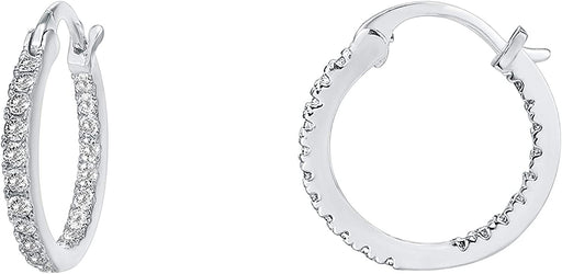 14K Gold Plated 925 Sterling Silver Post Cubic Zirconia Hoop Earrings 30/15Mm