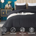 Seersucker Queen Comforter Set (90X90 Inches), 3 Pieces - 100% Soft Washed Microfiber Lightweight Comforter with 2 Pillowcases, All Season down Alternative Comforter Set for Bedding, Black