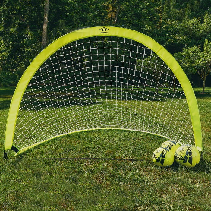 Umbro Soccer Goal Nets, Portable Pop-Up Set with Lime Green Zipper Storage Bag