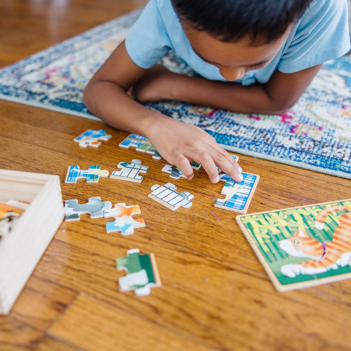 Pets 4-In-1 Wooden Jigsaw Puzzles in a Storage Box (48 Pcs) | Fsc-Certified Materials