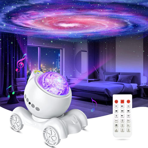 Galaxy Projector,  Star Projector Built-In Bluetooth Speaker, Night Light Projector for Kids Adults, Aurora Projector for Ceiling/Room Decor/Relaxation/Party/Music/Gift (White)