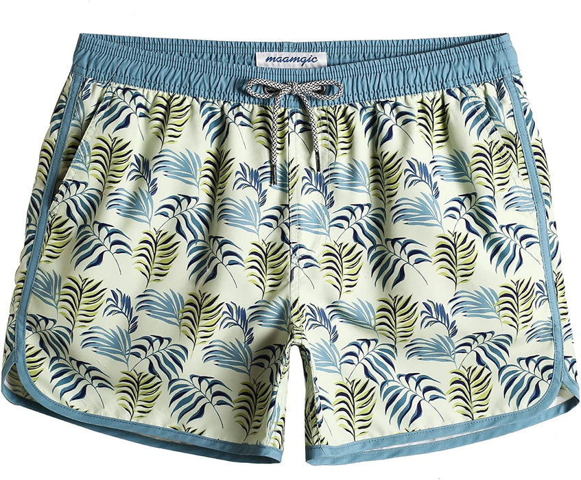 Mens Boys Short 80S 90S Vintage Swim Trunks with Mesh Lining Quick Dry Swim Suits Board Shorts