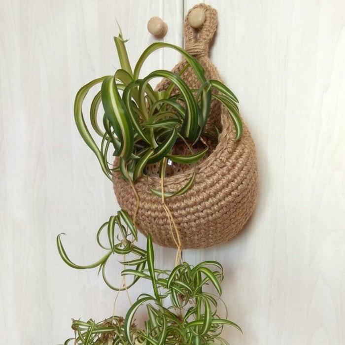 Handmade Woven Hanging Vegetable Fruit Basket Teardrop Shaped Hanging Wall Basket Home Kitchen Storage Holder