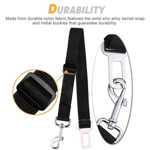 2Pcs Dog Leash Seat Belt Pet Car Seatbelt Safety Lead with Swivel Clip and Adjustable Length for Dogs and Cats, Black Seatbelt Harness for All Vehicles
