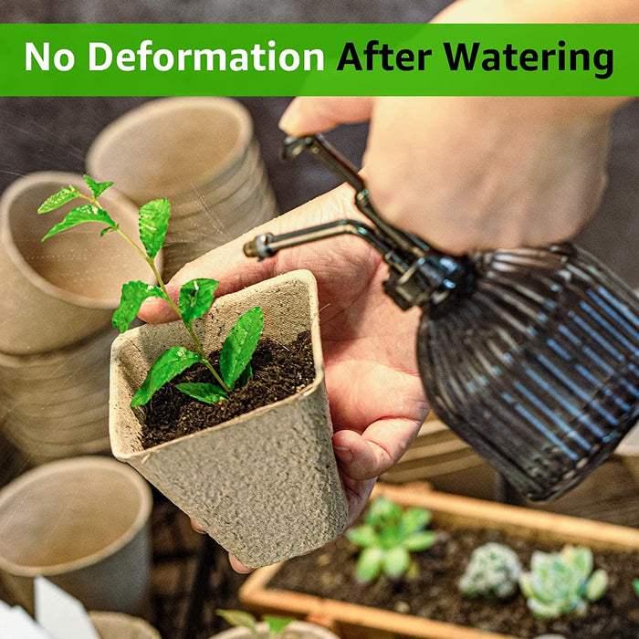 100Pack Peat Pots Planter Nursery Pots Seed Starter Tray for Garden Seedling Organic Eco-Friendly with Plant Labels, 2 Transplant Tools