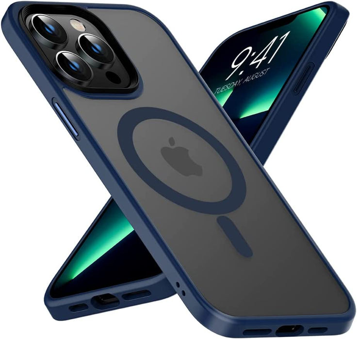 Magnetic Case for Iphone 14 Pro Max Case [Mil-Grade Drop Tested & Compatible with Magsafe] Translucent Matte Back with Aluminum Alloy Keys, Anti-Fingerprint Anti-Scratch 6.7 Inch, Black