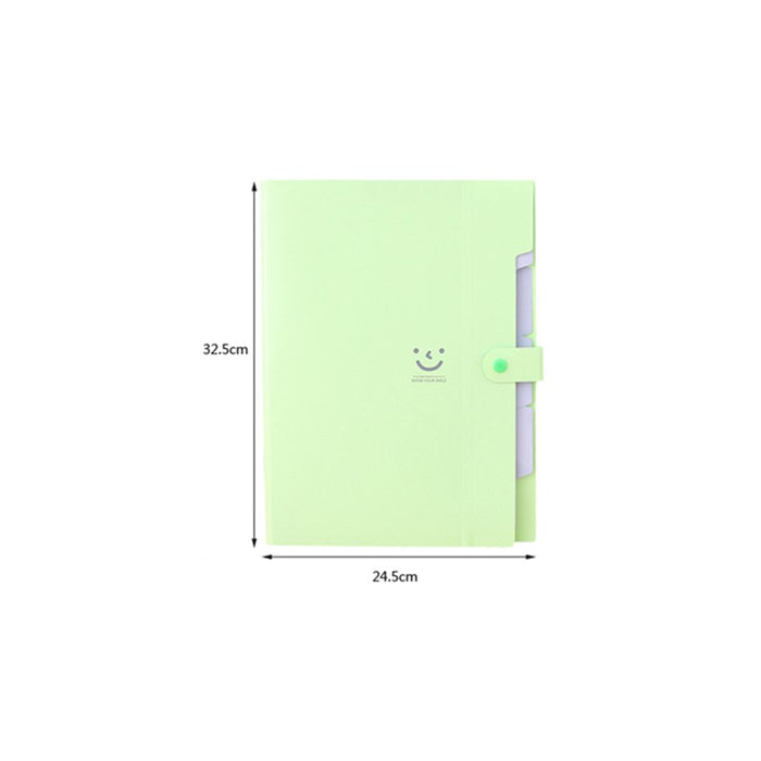 5 Pockets Plastic Expanding File Folders A4 Letter Size Snap Closure Accordion Folder Paper Document Organizer Set (Green)