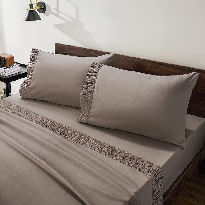 Bedsure Full Size Sheet Sets - Soft 1800 Sheets for Full Size Bed, 4 Pieces Hotel Luxury Brown Sheets Full, Easy Care Polyester Microfiber Cooling Bed Sheet Set