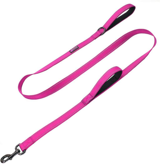Max and Neo Double Handle Traffic Dog Leash Reflective - We Donate a Leash to a Dog Rescue for Every Leash Sold (Pink, 4 FT)