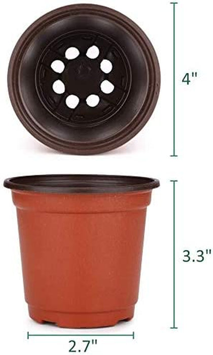120 Packs 4 Inches Plastic Plant Nursery Pots with 15 Pcs Plant Labels, Seed Starting Pot Flower Plant Container for Succulents, Seedlings, Cuttings, Transplanting