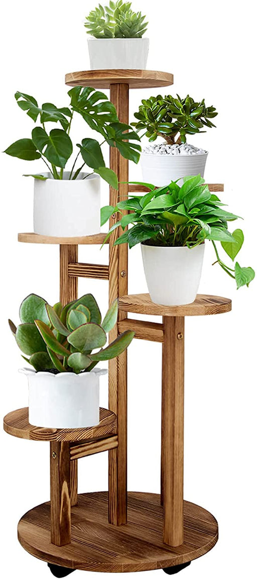 5 Tiered Tall Plant Stand for Indoor Outdoor, Wood Plant Shelf Corner Display Rack, Multi-Tier Planter Pot Holder Flower Stand for Living Room Balcony Garden Patio (Walnut)…