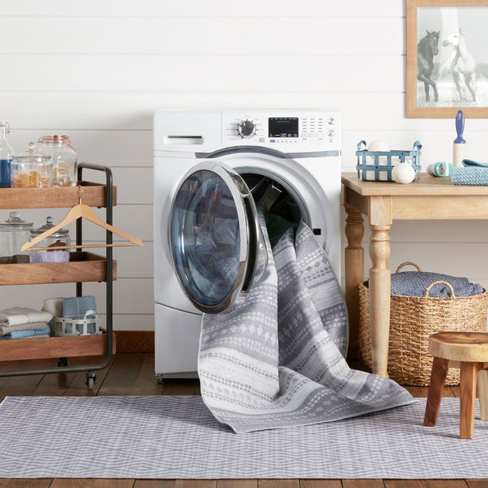 Wanda June Home Stripe Washable Area Rug, Light Grey, 3'9" X 5'5" by Miranda Lambert