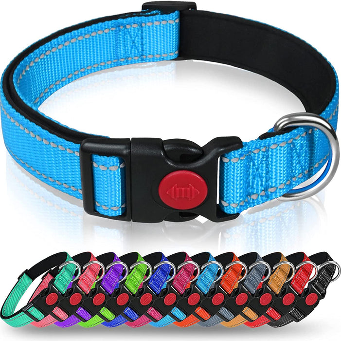 Reflective Dog Collar with Safety Locking Buckle, Adjustable Nylon Pet Collars for Extra Large Dogs, Red