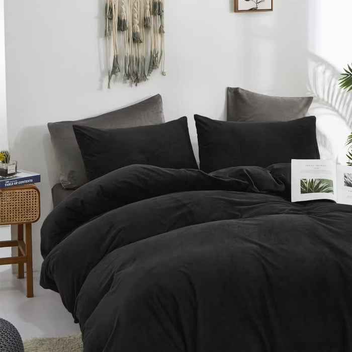 Black Fluffy Comforter Set Full Black Velvet Comforter Black Bedding Comforter Sets Full Flannel Bed Comforter Full Men Women Comforter Soft Cozy Black Comforter 3Pcs Comforter Sets