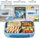 Bento Box for Adults, 1700ML Lunch Bento Box for Kids Childrens with Spoon&Fork&Knife&Water Bottle - Bpa-Free,Leak-Proof for On-The-Go Meal,Lunch Containers Microwave/Dishwasher Safe (Blue)