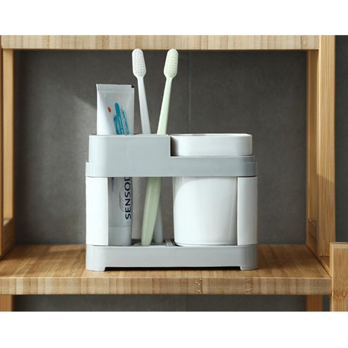 Single Cup Toothbrush Toothpaste Stand Holder Bathroom Storage Organizer Plastic