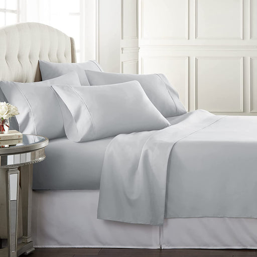 Light Grey Queen Size Bed Sheets Set - 6 Pc Soft Bedding & Pillowcases Set W/ Deep Pockets - Breathable, Wrinkle Free & Fade Resistant