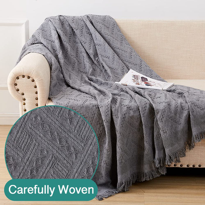 Cotton Geometrical Sofa Cover, Sectional Couch Covers for 3 Cushion Couch Couch Cover Living Room Throws Blankets Sofa Slipcovers, Furniture Protector for Pets (Xx-Large, 71" X 134", Grey)